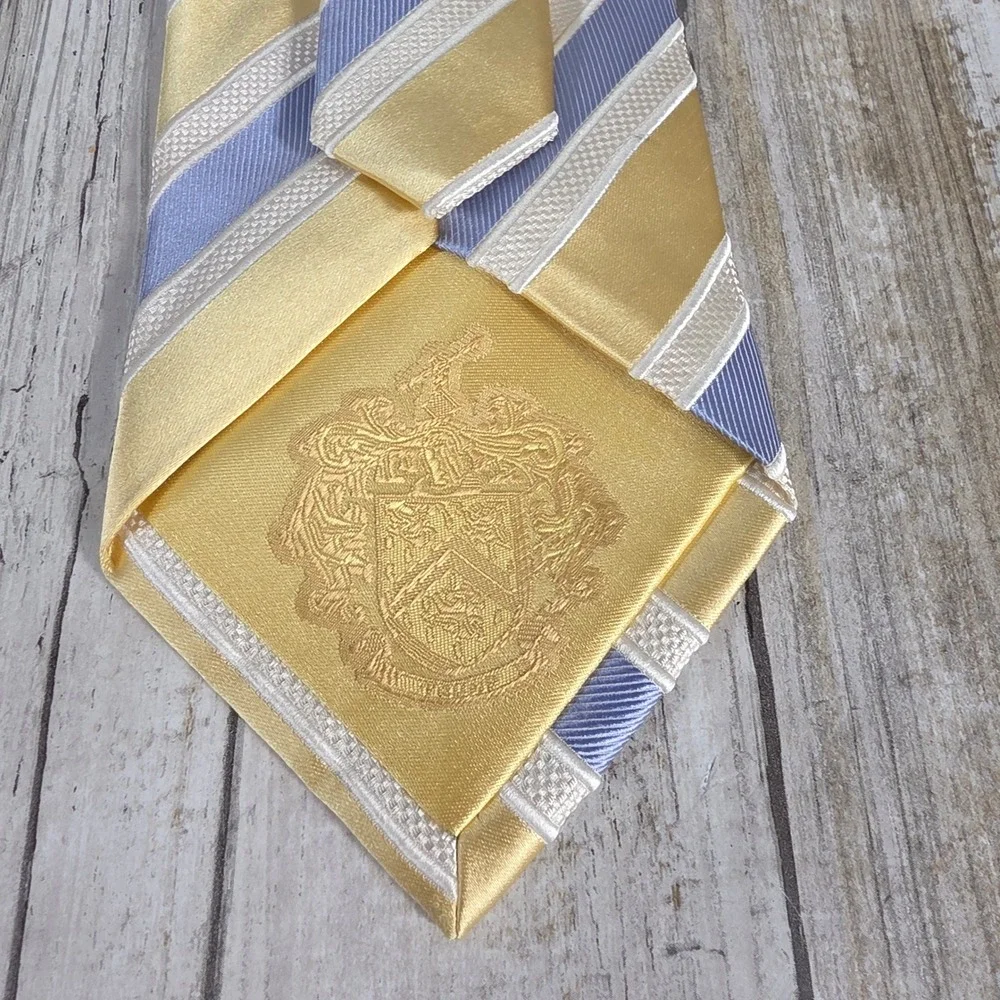 Donald J Trump Signature Collection Silk Necktie Gold Lavender Blue Striped Tie